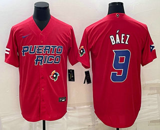Men%27s Puerto Rico Baseball #9 Javier Baez 2023 Red World Baseball Classic Stitched Jerseys->2023 world baseball classic->MLB Jersey
